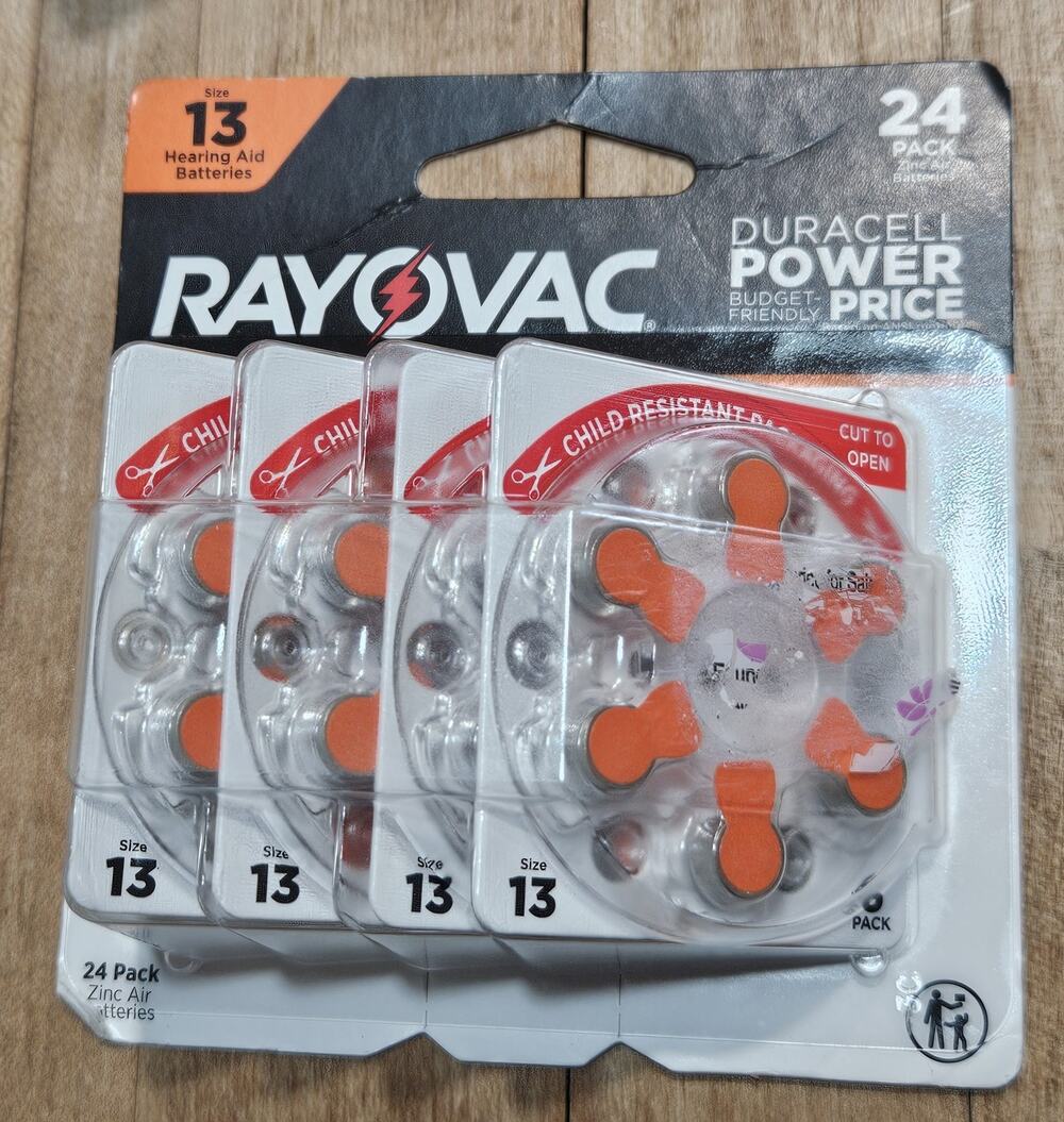 Rayovac Size 13 (Orange) Zinc-Air Hearing Aid Batteries 24 Pack Exp 11/2028